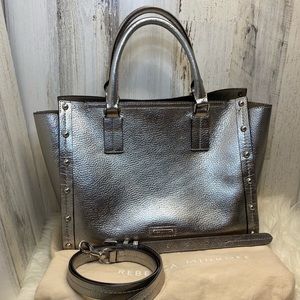 ❤️Rebecca Minkoff Medium Madison Silver Leather Satchel bag